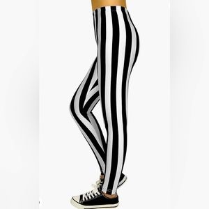 Black and White Striped Leggings